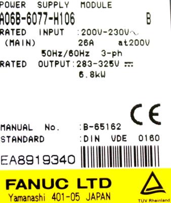 Fanuc A06B-6077-H106 label image
