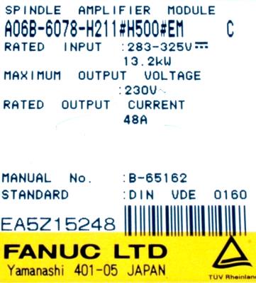 Fanuc A06B-6078-H211-H500-EM label image