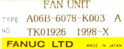 Fanuc A06B-6078-K003 label image