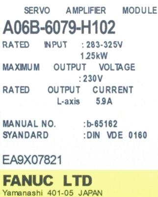Fanuc A06B-6079-H102 label image