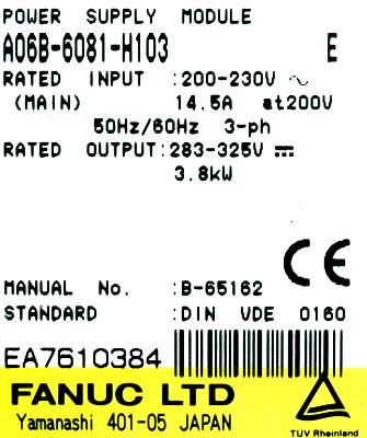 Fanuc A06B-6081-H103 label image