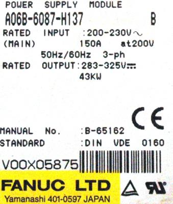 Fanuc A06B-6087-H137 label image