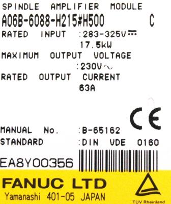 Fanuc A06B-6088-H215-H500 label image