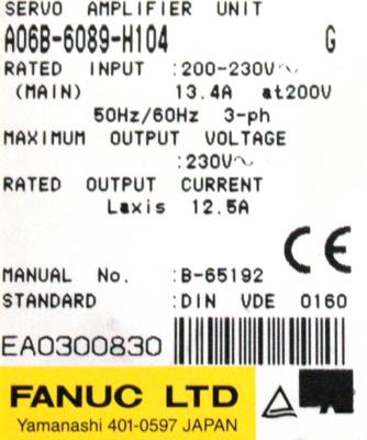 Fanuc A06B-6089-H104 label image