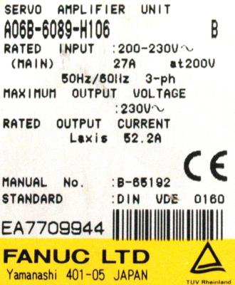 Fanuc A06B-6089-H106 label image