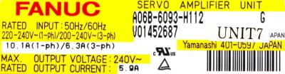 Fanuc A06B-6093-H112 label image