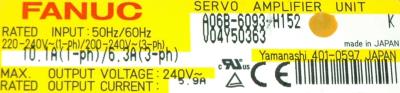 Fanuc A06B-6093-H152 label image