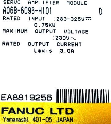 Fanuc A06B-6096-H101 label image