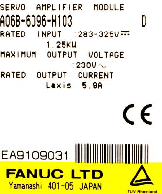 Fanuc A06B-6096-H103 label image