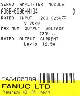 Fanuc A06B-6096-H104 label image