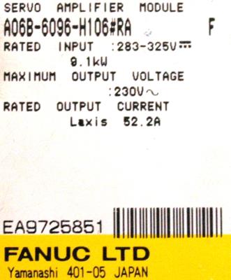 Fanuc A06B-6096-H106-RA label image