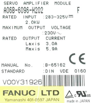 Fanuc A06B-6096-H202 label image