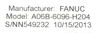 Fanuc A06B-6096-H204 label image