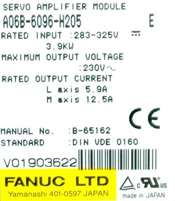 Fanuc A06B-6096-H205 label image