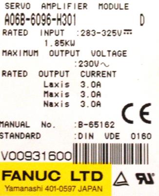 Fanuc A06B-6096-H301 label image