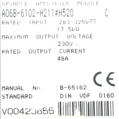 Fanuc A06B-6102-H211-H520 label image