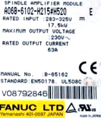 Fanuc A06B-6102-H215-H520 label image