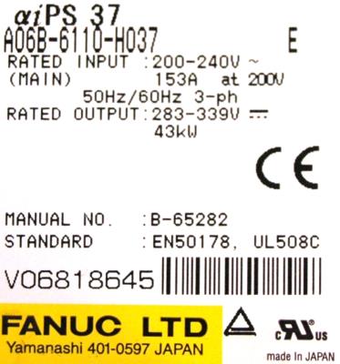 Fanuc A06B-6110-H037 label image