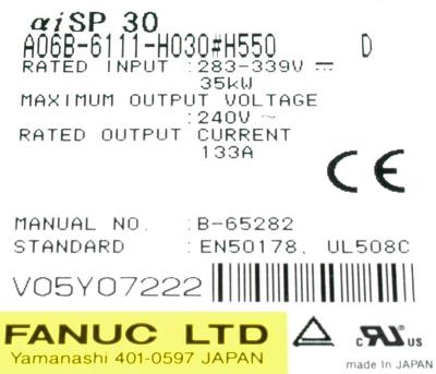 Fanuc A06B-6111-H030-H550 label image