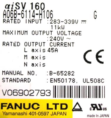 Fanuc A06B-6114-H106 label image