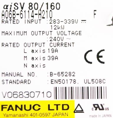 Fanuc A06B-6114-H210 label image