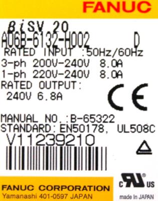 Fanuc A06B-6132-H002 label image