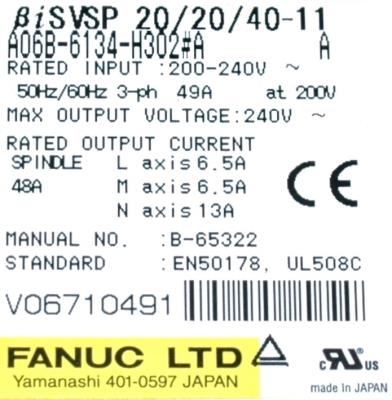 Fanuc A06B-6134-H302-A label image