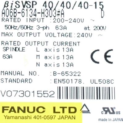 Fanuc A06B-6134-H303-A label image