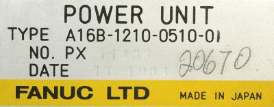 Fanuc A16B-1210-0510-01 label image