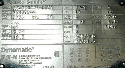 EATON CORPORATION A2-100254-0101 label image
