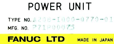 Fanuc A20B-1000-0770-01 label image