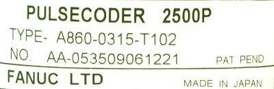Fanuc A860-0315-T102 label image