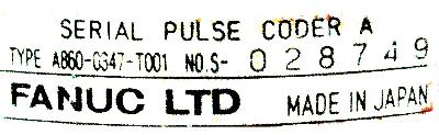 Fanuc A860-0347-T001 label image