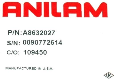 Anilam A8632027 label image