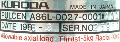 Kuroda Precision Industries Ltd. A86L-0027-0001-103 label image