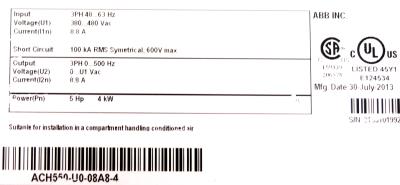 ABB ACH550-U0-08A8-4 label image