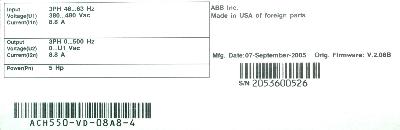 ABB ACH550-VD-08A8-4 label image