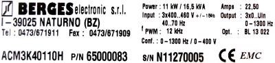 BERGES Electronic ACM3K40110H label image
