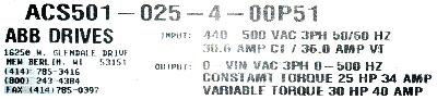 ABB ACS501-025-4-00P51 label image