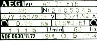 New Refurbished Exchange Repair  AEG Motors-General Purpose AM-71-FY6 Precision Zone
