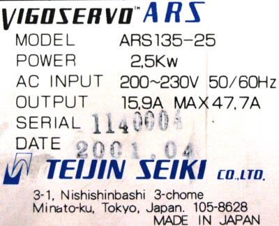 Teijin Seiki ARS135-25 label image