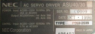NEC ASU40-30 label image