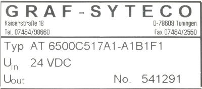 GRAF-SYTECO AT6500C517A1-A1B1F1 label image
