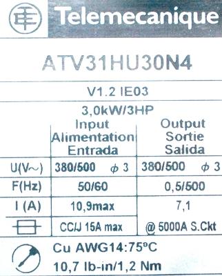 Telemecanique ATV31HU30N4 label image