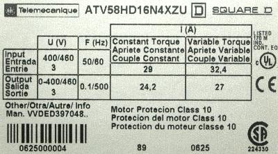 Telemecanique ATV58HD16N4XZU label image