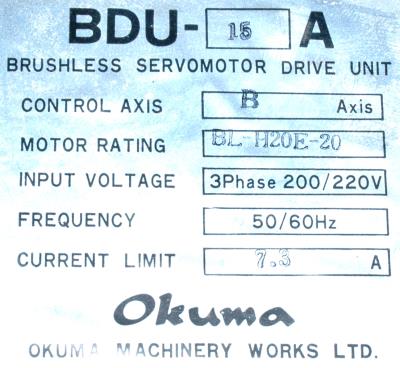 Okuma BDU-15A label image