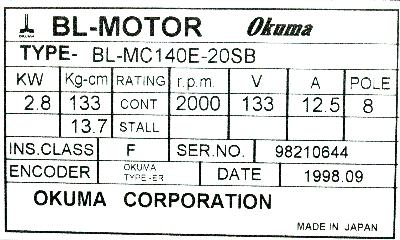 Okuma BL-MC140E-20SB label image