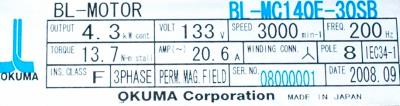 New Refurbished Exchange Repair  Okuma Motors-AC Servo BL-MC140E-30SB Precision Zone
