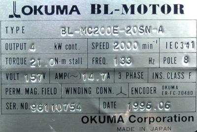 Okuma BL-MC200E-20SN-A label image