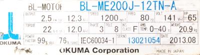 New Refurbished Exchange Repair  Okuma Motors-AC Servo BL-ME200J-12TN-A Precision Zone